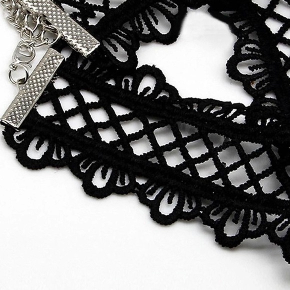 Black Crochet Lace Wide Choker - Picture 6 of 6